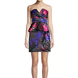 NWT Parker Black | Makani Butterfly Strapless Peplum Mini Dress - Size 6